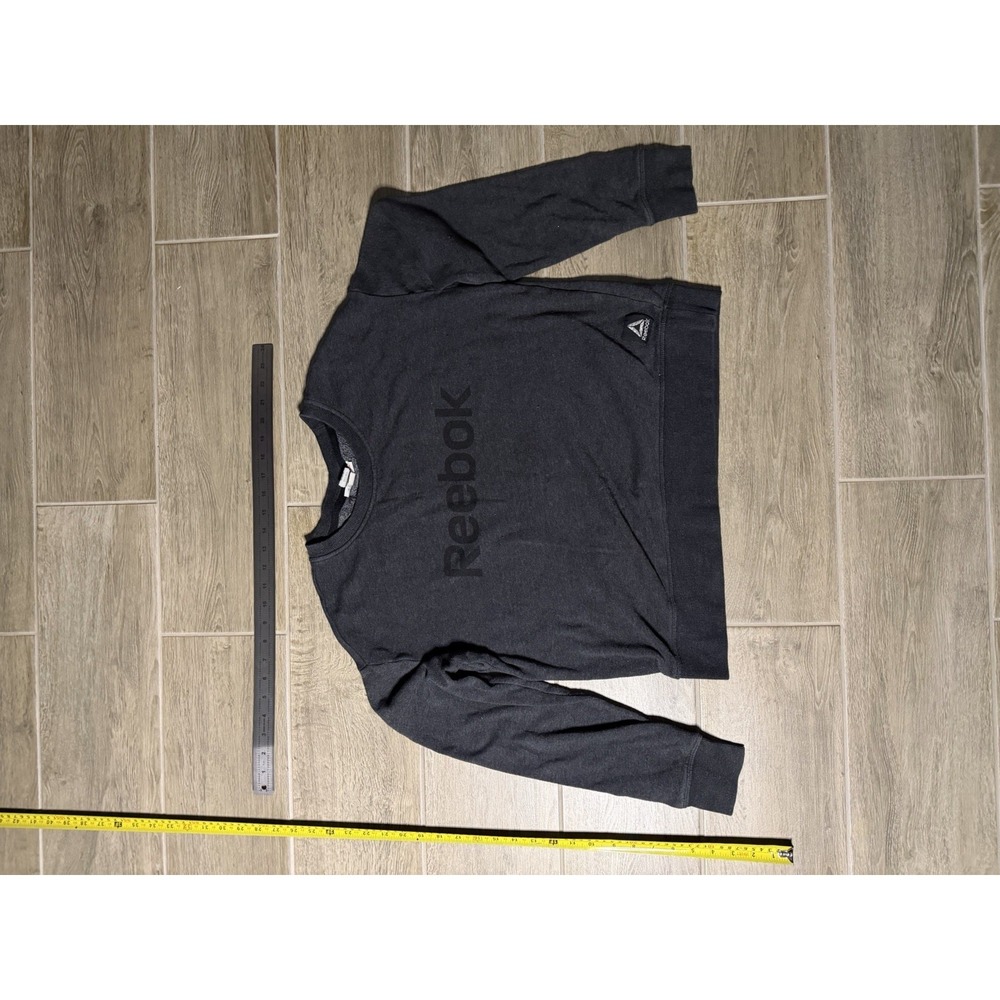 Women's Black Reebok Long Sleeve Sweatshirt Size Medium Pre-Owned - Picture 2 of 16